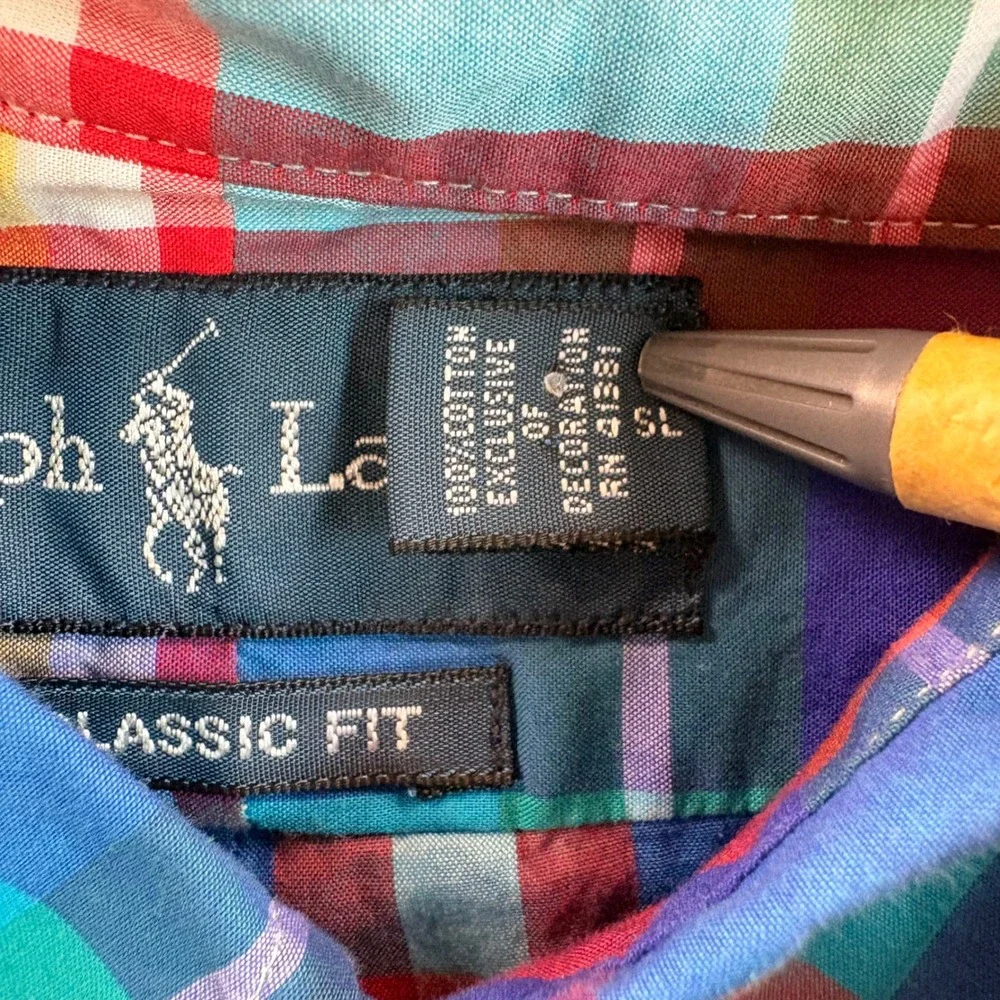 Polo Ralph Lauren Mens Classic Fit Plaid Short Sleeve Button Down Shirt Blue M